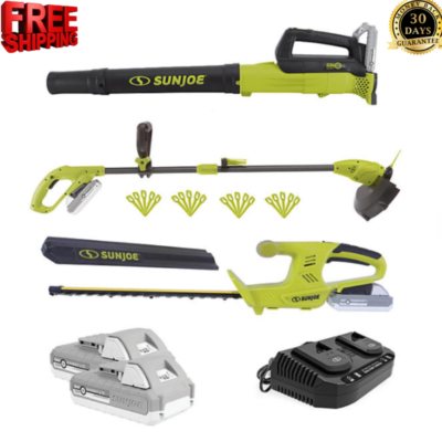 #ad NEW✳️Sun Joe 24V Cordless 3 Tool Garden Combo Kit: Hedger Trimmer amp; Leaf Blower $104.99