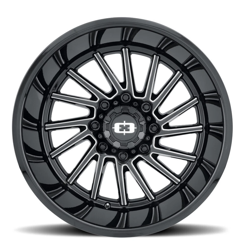 22" Vision 306 Rapier Gloss Black Milled Spoke 22x12 Wheel 8x6.5 -51mm Truck Rim - Image 2 of 4