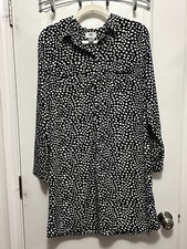 Old Navy Black Shirt Dress With White Hearts Women’s Size M Long Sleeve