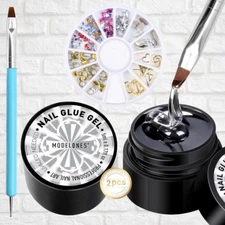 Modelones Nail Art 5ml Nail Glue Gel 4pcs Adhesive Resin Gem Jewelry Diamond Gel