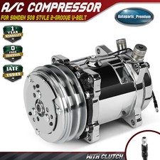 Ac Compressor With Clutch 2-groove For Sanden 508 Style V-belt Chrome Aluminum