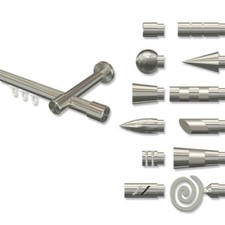 Innenlauf Gardinenstangen Edelstahl Optik 1-läufige Innenlaufstangen 20 mm Ø