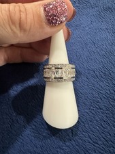 Sterling Silver 925 Cubic Zirconia Band Ring, Size 6.5, 7g