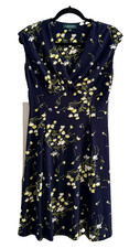 Lauren Ralph Lauren Sz 6 Floral Sleeveless Stretch Shift Dress Navy Blue
