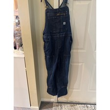 Carhartt Women Blue Denim Relaxed-Fit Overalls XL 16-18