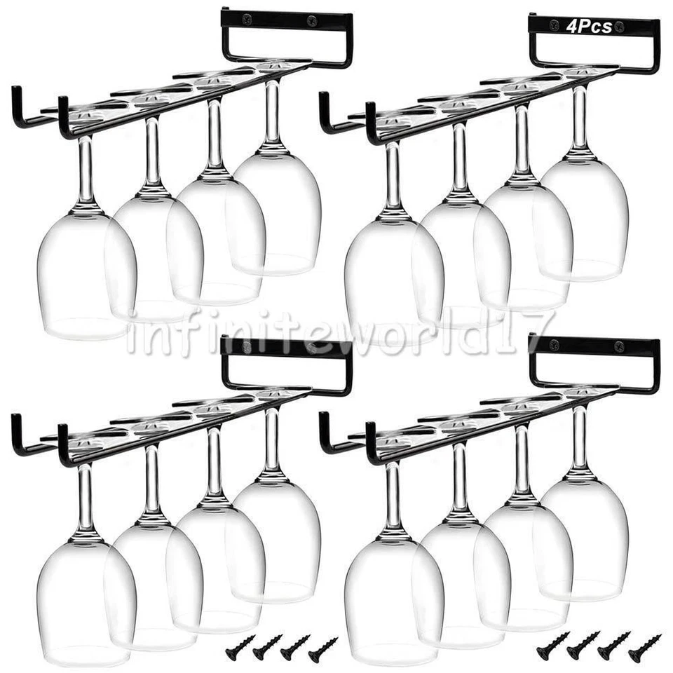 Set of 4 Wine Glass Holder Glasses Storage Rack Kitchen Drying Display UK - Image 3 of 4