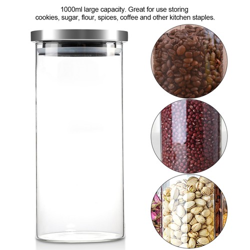 1000ml Verre Pot De Rangement Café Grains Cuisine Récipient Alimentaire - Imagen 4 de 12