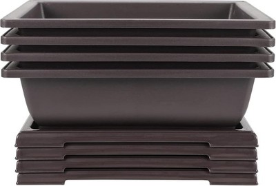 4 Pack 14 Inch Bonsai Training Pots with Tray Rectangular Plant Pot with Drai