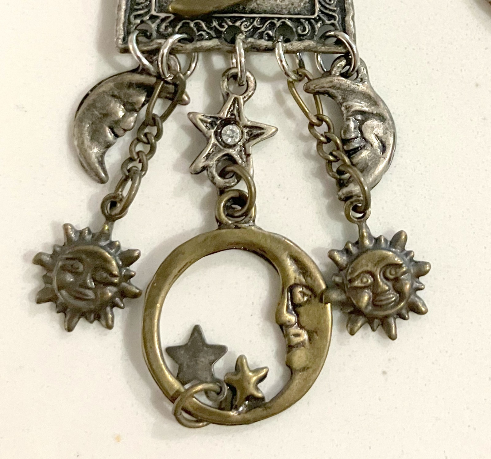 Vintage Celestial Pendant with Moon, Sun, and Sta… - image 4