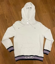 American Eagle Hoodie Mens White w/ Purple Medium Cotton 019 0193 41456 2016
