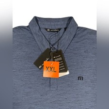 Travis Mathew Polo Shirt Sz XXL Blue Indigo Heather Performance Stretch Golf NWT