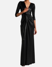 Chiara Boni Women's Black Metallic Twisted Front Arata Splendid Dress Size 46
