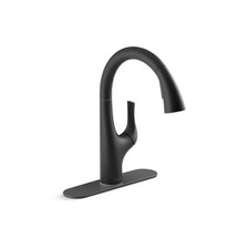 KOHLER Avi Pull Out Sprayer Kitchen Faucet w/ 180  Spout Swivel in Matte Black