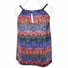NWT Miraclesuit Women’s Multicolor Sleeveless Keyhole Tankini Swim Top Size 12