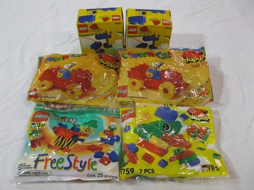 6 Lego / Duplo Sets Free Style and Clown Car and More 5 NOS 1 Opened All 1990s