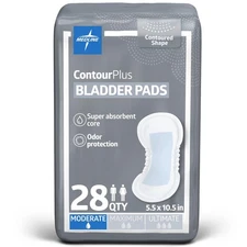 28 Count Medline ContourPlus Bladder Control Incontinence Pads, Moderate