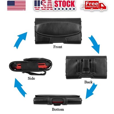 For iPhone 17 16 15 Plus Pro Max 16e Leather Belt Clip Phone Pouch Holster Case