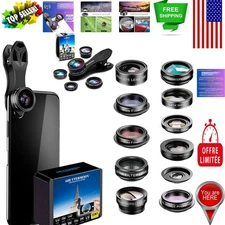 Professional Camera Lens Kit for Smartphones: Fisheye, Macro & Wide Angle Lenses
