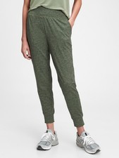 GapFit High Rise Brushed Tech Jersey Joggers large x2 - charcoal, cactus green