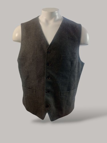 Joseph Abboud Suit Vest Mens XXL Gray Herringbone Tweed Wool Blend Waistcoat - Picture 1 of 9