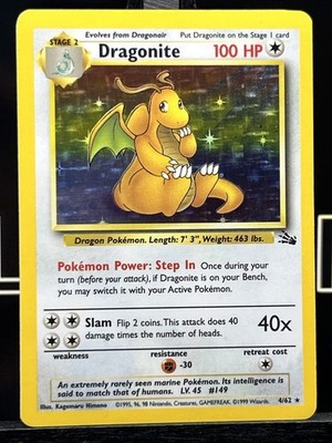 pokemon card dragonite 4 62 Pokemon Fossil Holo Rare Dragonite #4