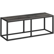 47" Industrial Dining Bench Gray Black Steel Frame Kitchen Table Seating