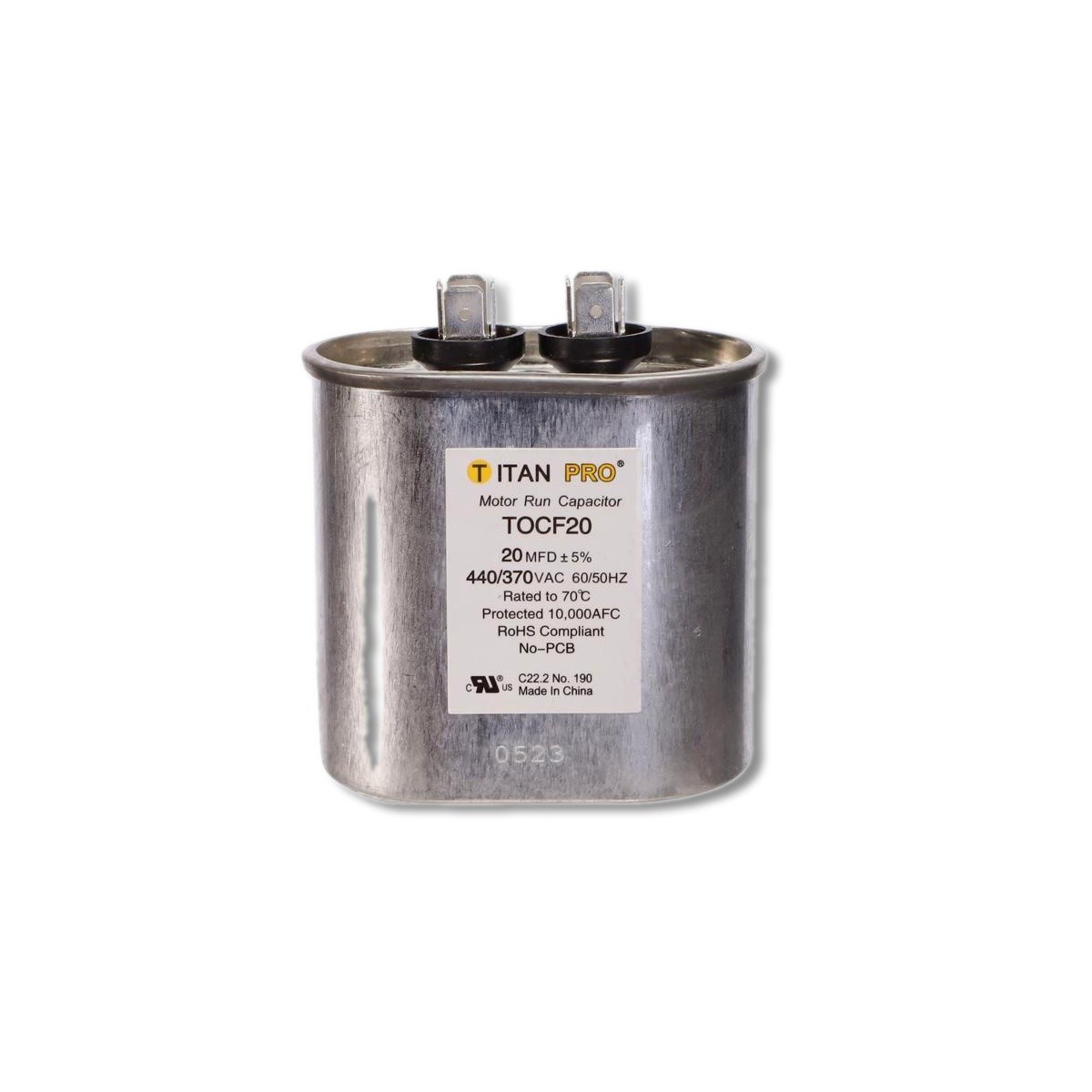 Titan Pro 20 MFD 440 V Oval Run Capacitor TOCF20