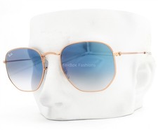 Ray-Ban Hexagonal Sunglasses RB3548 9202/3F Rose Gold Blue Glass 54mm Case