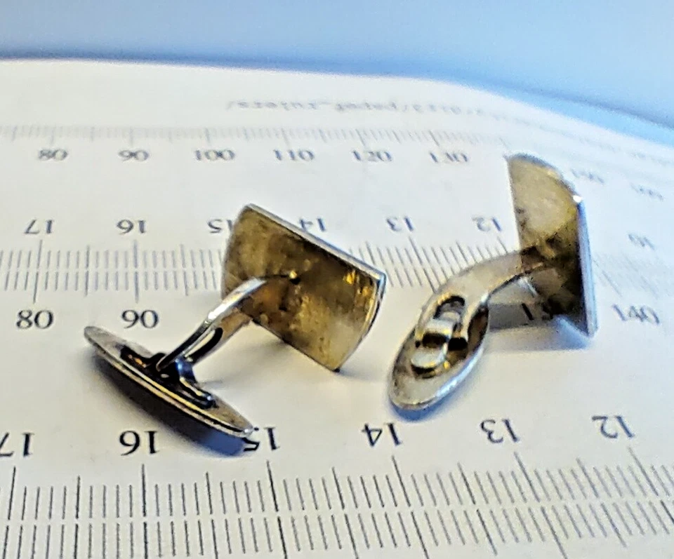 Manschettenknöpfe, 835 Silber, Perlmutt, 1930er, Art Deko, 1,6 x1,1cm - Bild 2 von 3