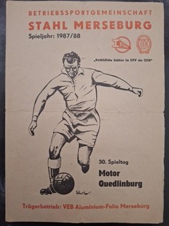 Stahl Merseburg : Motor Quedlinburg 30.4.1988 Programm Bezirksliga Orginal