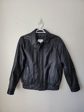 M. Julian Wilsons Vtg Leather Jacket Mens Sz L Black Coat Phone Pocket Y2K Biker