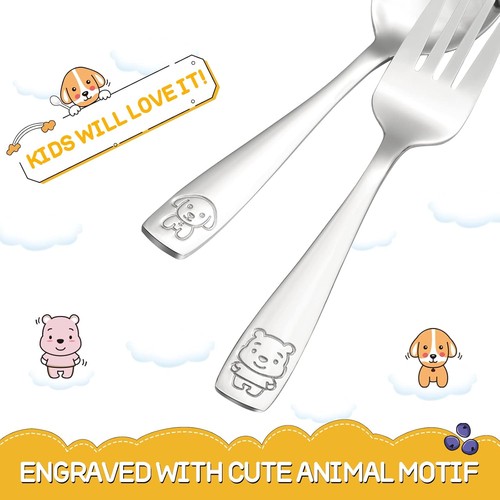 VITEVER 10-Piece Toddler Utensils, Kids Stainless Steel Mirror Polished  - Picture 5 of 7