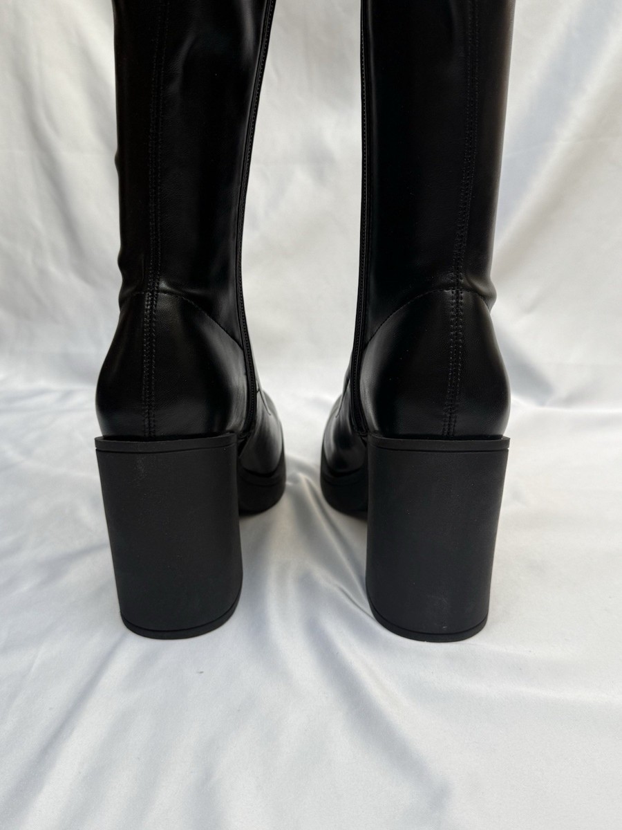 NEW Madden Girl Dreamerr Black Knee High Boots Block Heel Platform Size 7 View 5