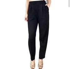 Nice ST. JOHN Basics Santana Knit Pants Black Pleated Pull On Pockets Sz 12 MINT