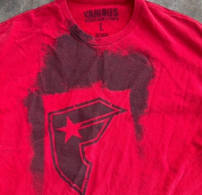 Famous Stars And Straps Shirt Mens Large Red Short Sleeve Spray Paint Logo Y2K