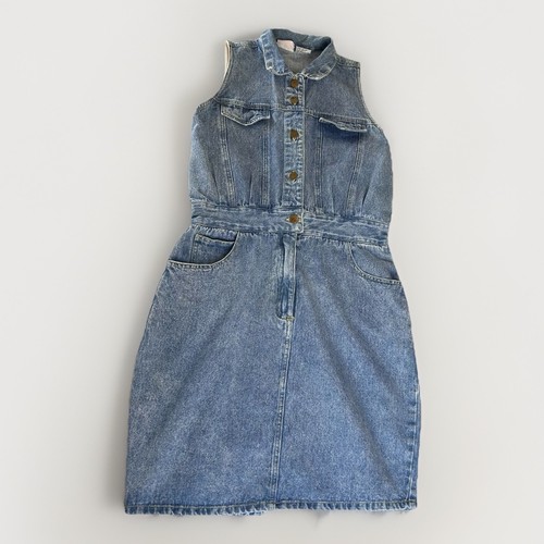 vintage Avon Fashions denim mini dress Sleeveless Womens M Cottage 80S 90S