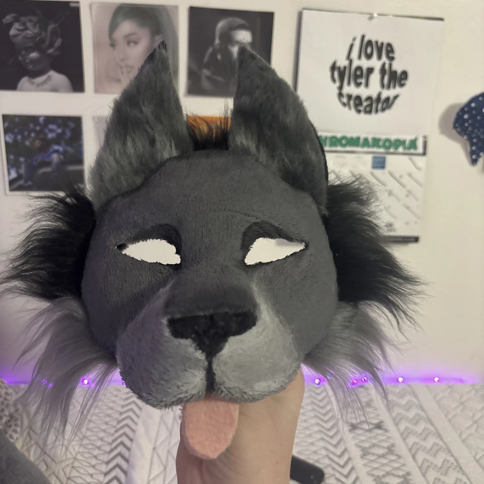 Therian Wolf dog mask for quadrobics, furry, gray, with tounge high quality - Image 2 of 4