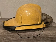 Vintage MSA TOPGARD Fireman’s Safety Helmet Yellow Adjustable with Goggles
