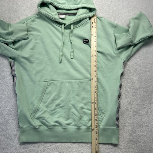 Puma Hoody Sweatshirt Stripe Design Sides Men S Mint Green Logos - Picture 5 of 12