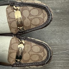 Pretty Coach  Olive" Signature Monogram Loafers -Brown Tan Women  s Shoes Sz 9B