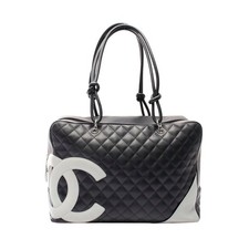 Chanel Cambon Line Leather Handbag Black