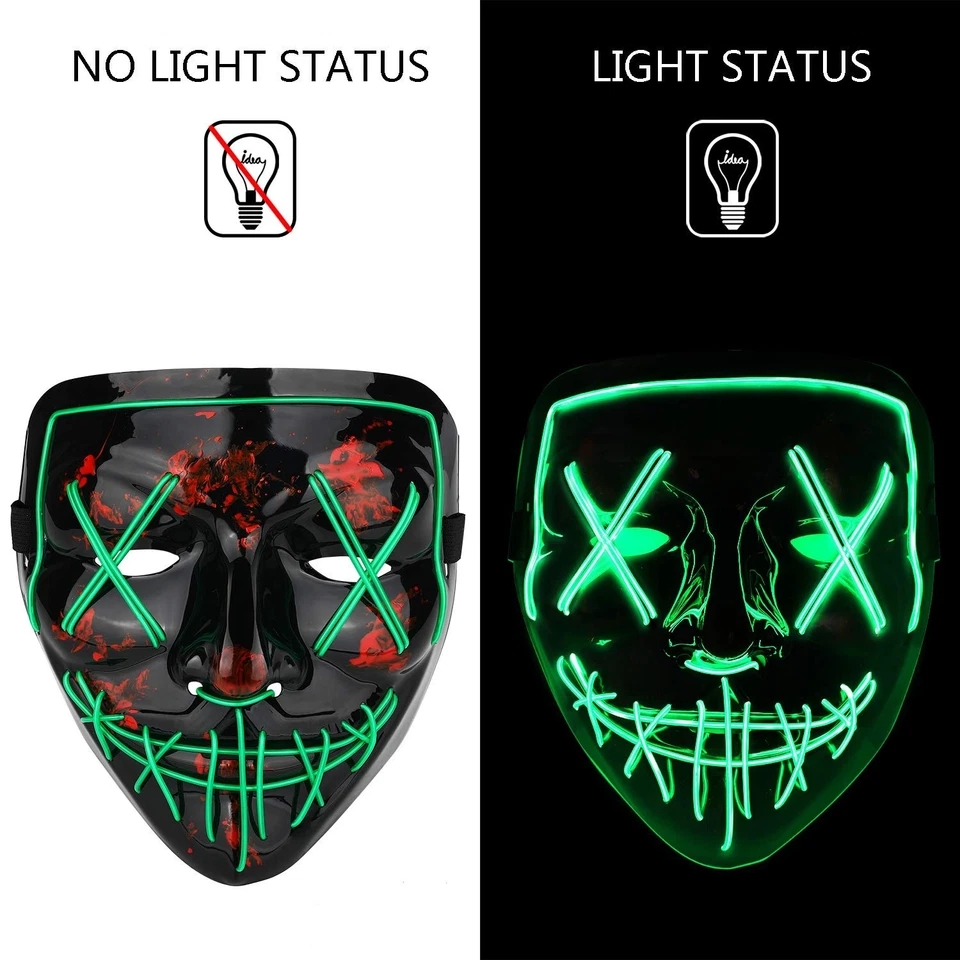 LED Light-Up Halloween Masks for Cosplay, Parties, Carnival Gifts - Image 2 of 4