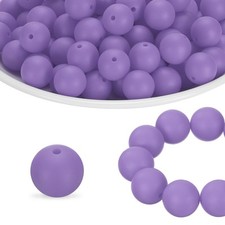180Pcs Silicone Beads 9mm Round Rubber Focal Beads Bulk, Dark Purple