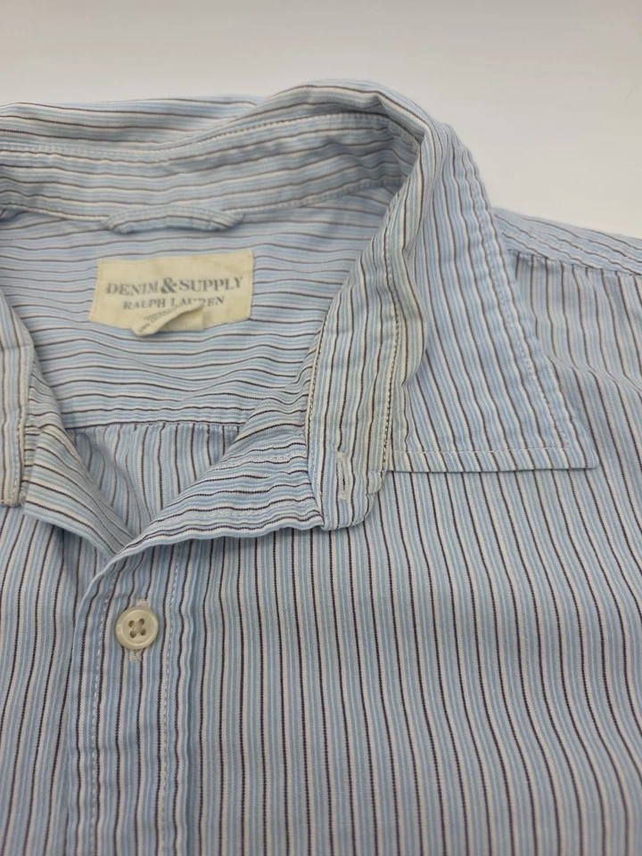 Camisa Denim Supply Ralph Lauren Abotonada Hombres XL Azul Bolsillo con Punta. #39061 Foto 4 de 4