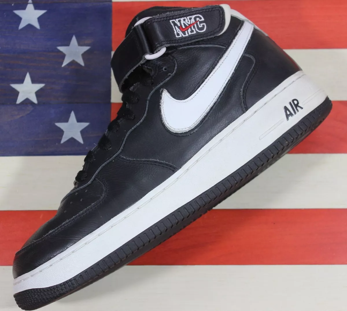 Nike Air Force 1 Mid NYC New York Black/White/Red VTG 2003 [306340-011] Men  10.5