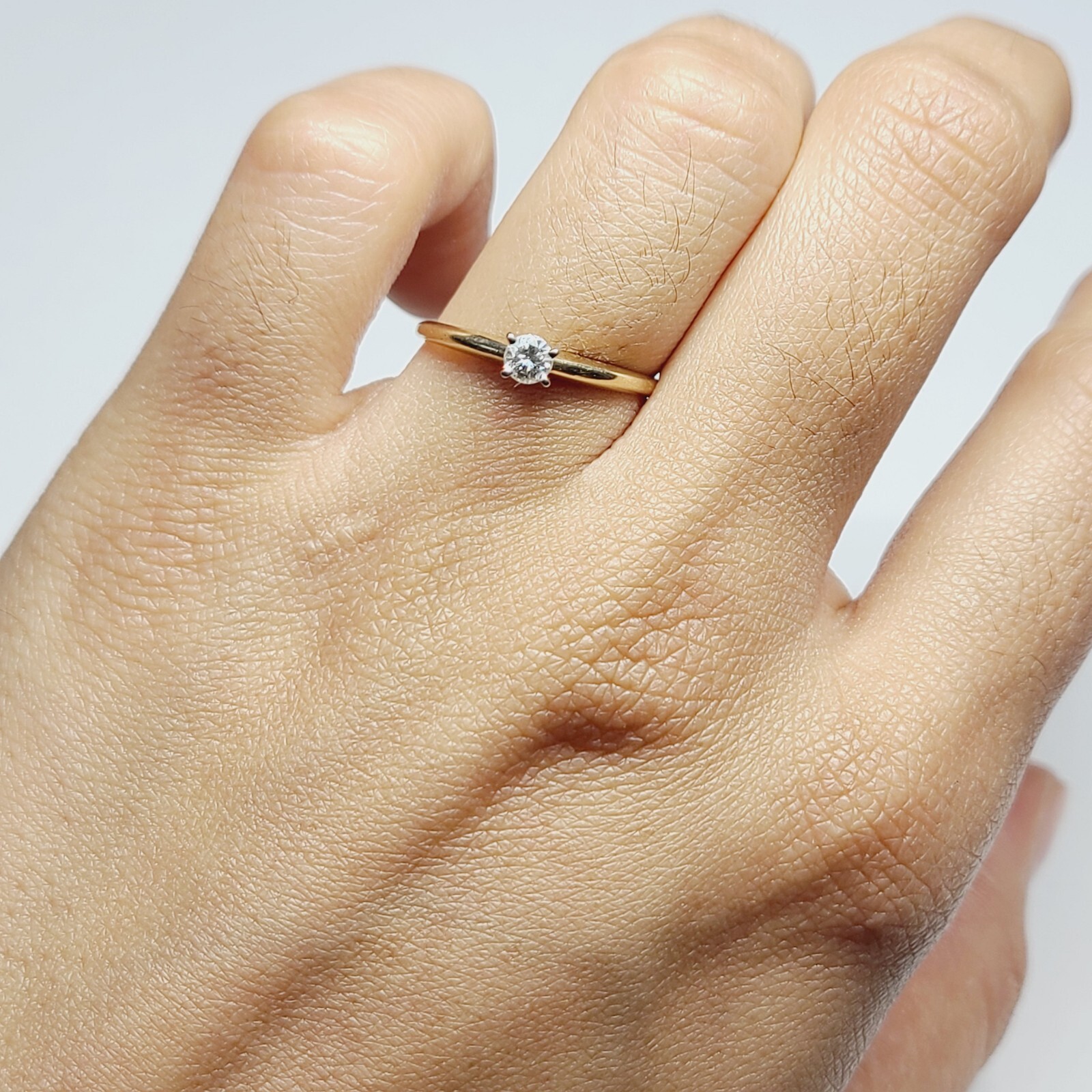 Solid 14K Yellow Gold .15ct Diamond Solitaire Rin… - image 8