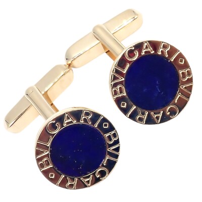 BVLGARI 青いカフリンクス Authentic! Bvlgari Bulgari 18k Yellow Gold Lapis Lazuli Cufflinks