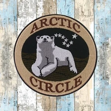 Arctic Circle Patch Embroidered Iron-on Applique Alaska Nature Badge Polar Bear