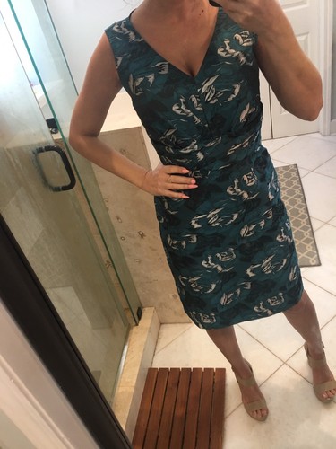 Antonio Melani Women S 6 Sheath Dress Teal Silver Brocade Sleeveless Slit  Party | eBay