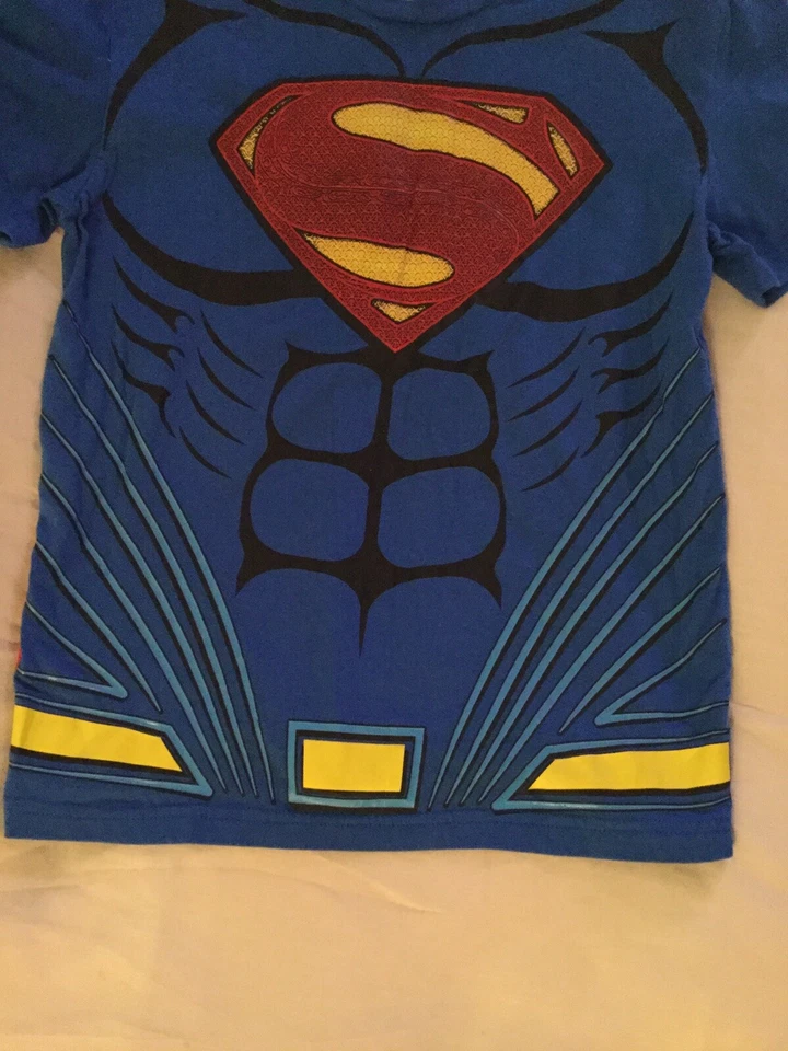 Halloween Superman Camisa Con Capa Juvenil Mediano Disfraz Azul Niños Foto 3 de 4